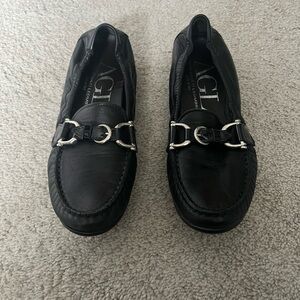 AGL Buttery Soft Leather Loafers with Silver Accents, Women’s Sz. 6 Black Flats